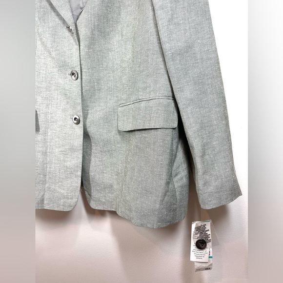 NWT KASPER Women’s Gray Double Breasted Three Button Linen Blazer Size‎ 16 - Picture 3 of 14